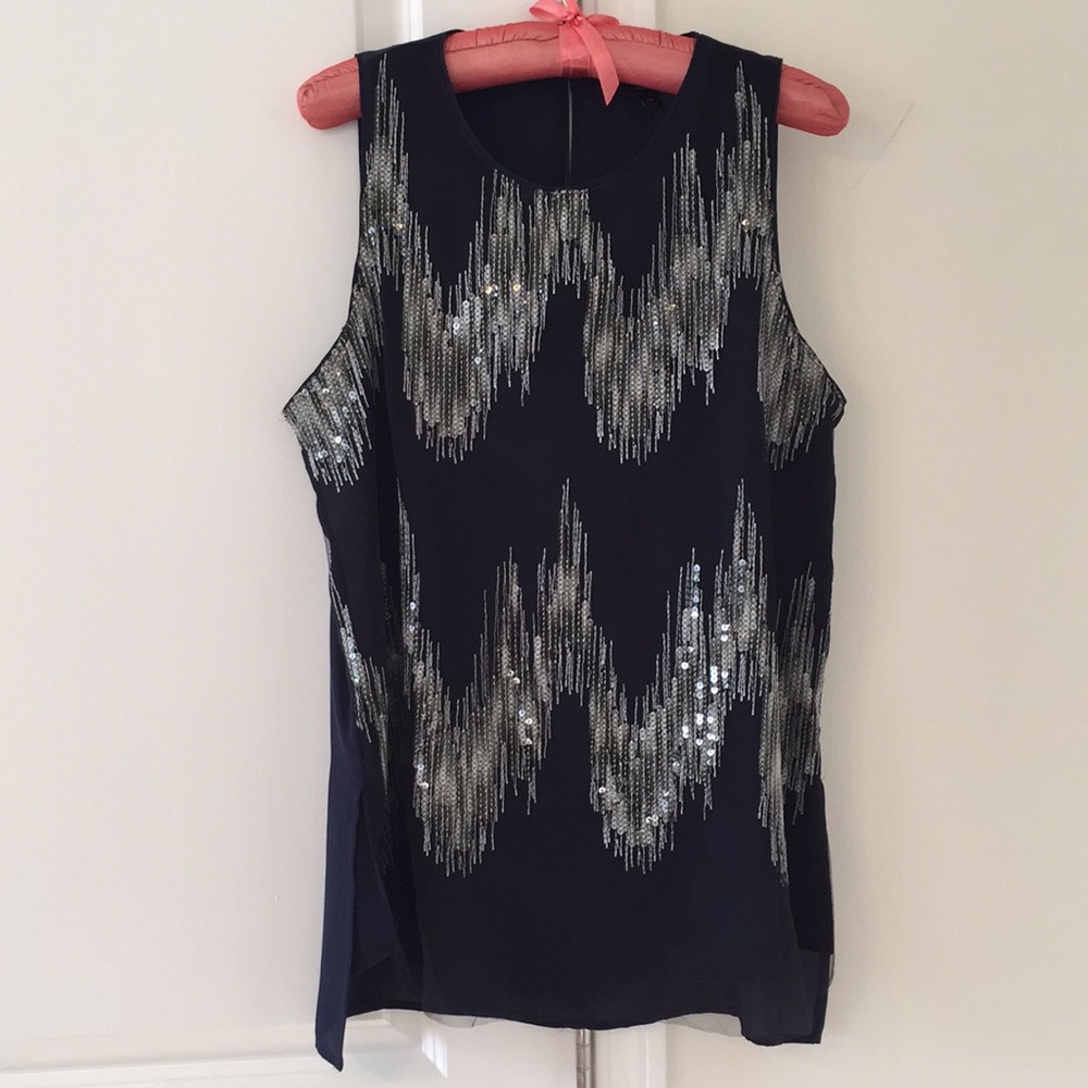 Massimo Navy Sequins Top